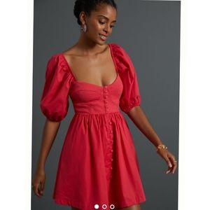 Anthropologie Maeve Puff-Sleeved Sweetheart MIni Dress